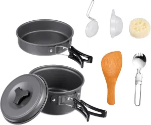1 Set Portable Camping Cookware Lightweight Travel Cooking Utensils Kit for Outdoor Cooking Durable Easy to Clean Carry for Picnics Bbqs Hiking