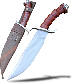 10 Inches Long Hand Forged Traditional Bowie Knife - Multi-Use Survival & Bushcraft Tool with Rosewood Handle, Pre-Sharpened Blade