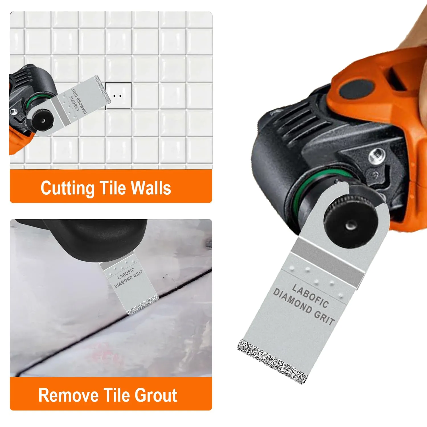 10Pcs Diamond Oscillating Blades, Flush Cut Grout Oscillating Multi Tool Blades for Grout Removal, Cleaning Mortar and Soft Tile Cut