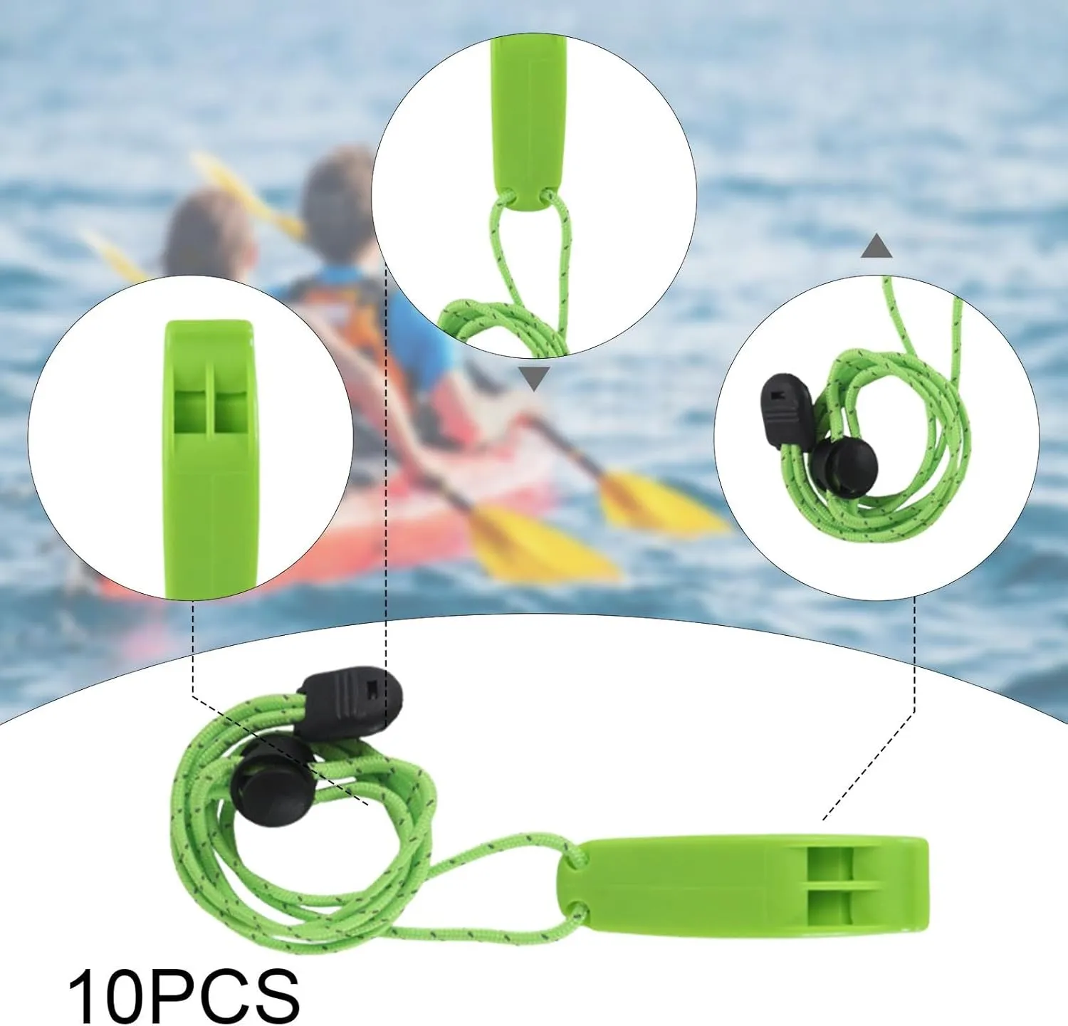 10Pcs Emergency Whistle Security Whistle Multipurpose Practical with Back Clip with Lanyard Survival for Kayaking Camping