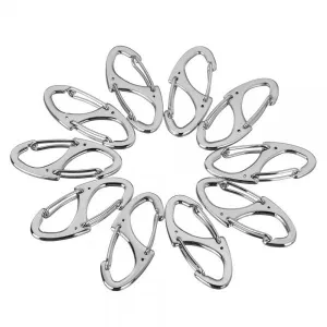 10pcs Outdoor Zinc Alloy Dual-Spring Carabiner Keychains Silver