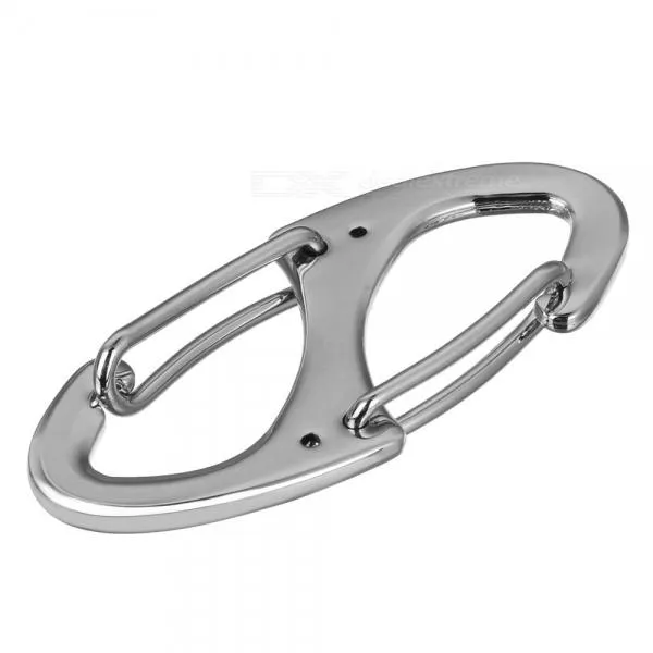 10pcs Outdoor Zinc Alloy Dual-Spring Carabiner Keychains Silver