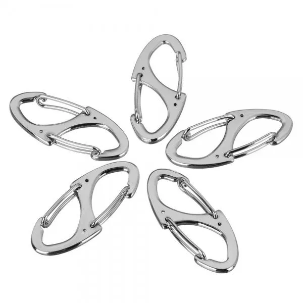 10pcs Outdoor Zinc Alloy Dual-Spring Carabiner Keychains Silver