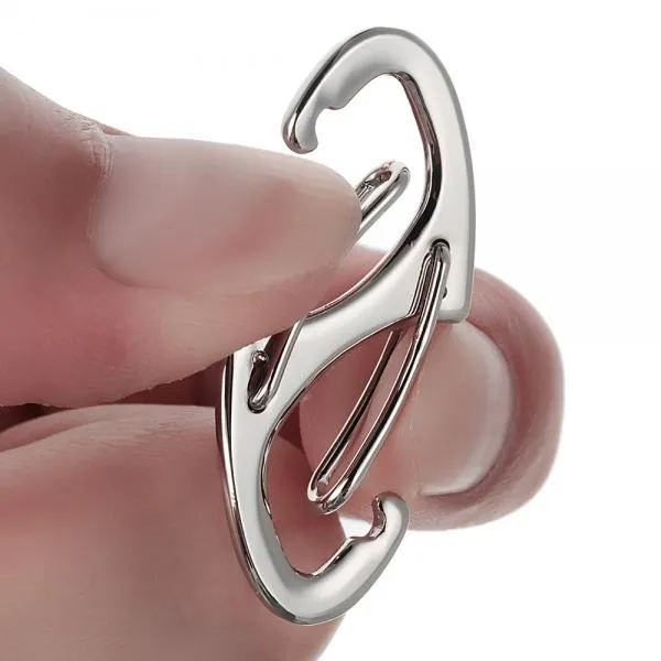 10pcs Outdoor Zinc Alloy Dual-Spring Carabiner Keychains Silver