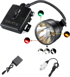 10W Coon Hunting Lights, 15000LUX Hunting Headlamp for Coyotes Hog Predators, Rechargeable & Waterproof, 6 Lighting Modes, 4 Powerful LEDs (White Red Green Amber) for Night Working