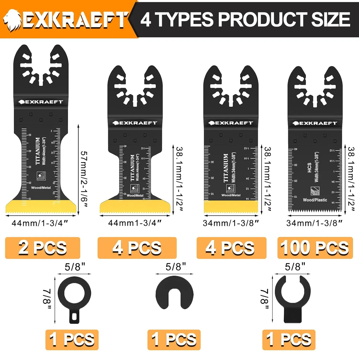 110 PCS Oscillating Tool Blade, Universal Titanium Oscillating Saw Blades for Metal Nails, Wood and Plastic, Multi Tool Blades Kits Fit Dewalt Milwaukee Ryobi Rockwell Fein