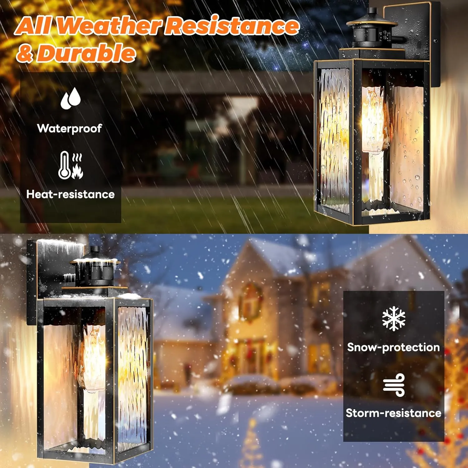 11.6" Motion Sensor Outdoor Wall Lights, Waterproof Exterior Lighting Fixtures with Water-Rippled Glass, Bronze Modern Outside Wall Sconce Lanterns for House, Porch, Garage, Patio, Bulbs Not Included