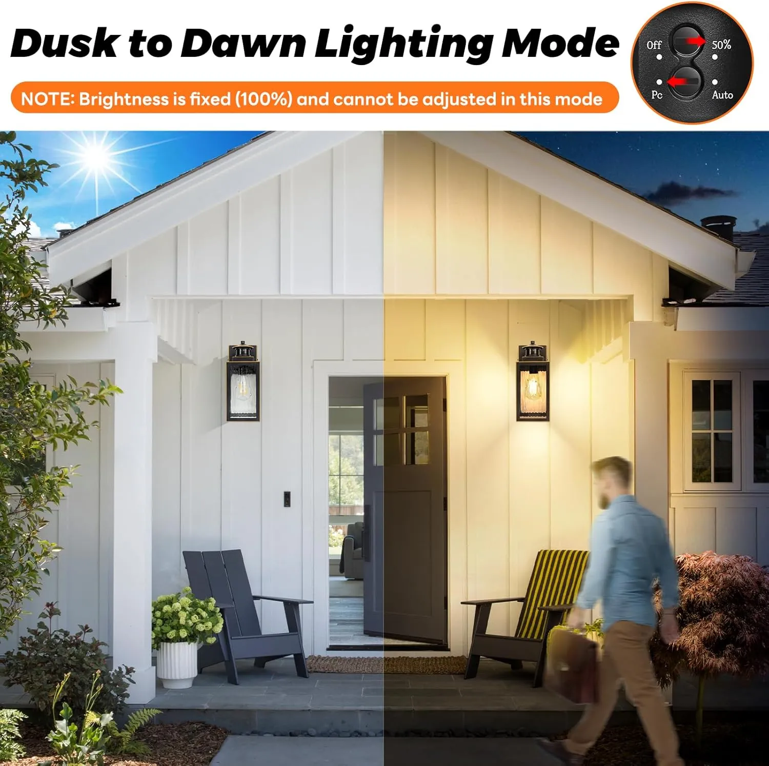 11.6" Motion Sensor Outdoor Wall Lights, Waterproof Exterior Lighting Fixtures with Water-Rippled Glass, Bronze Modern Outside Wall Sconce Lanterns for House, Porch, Garage, Patio, Bulbs Not Included