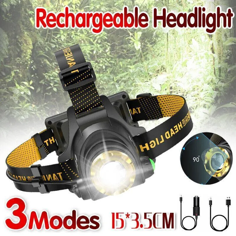 12000000Lm USB Rechargeable LED Headlamp Flashlight