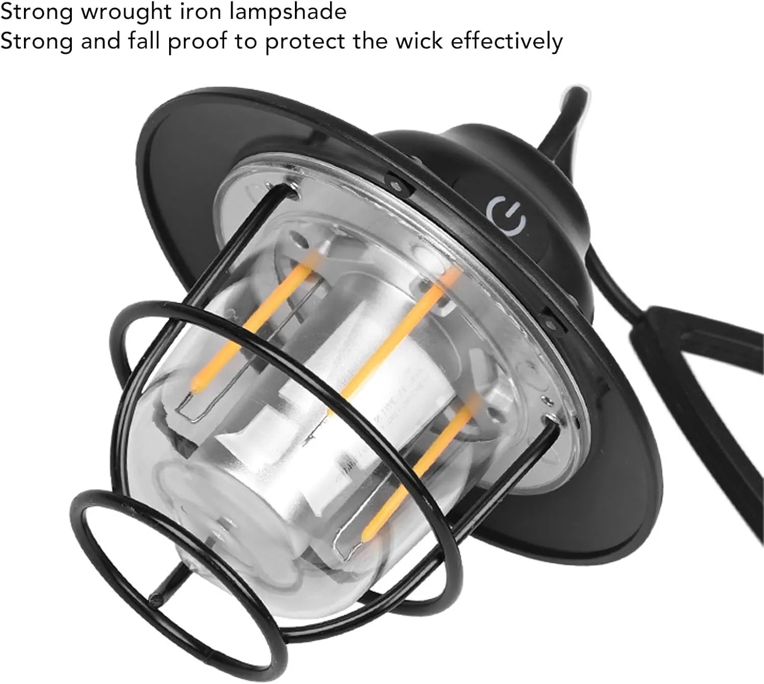 1200MAH 2.0W Stepless Dimming Vintage Camping Lantern with Soft Night Light, Rechargeable for Hiking Fishing, Portable (Black)