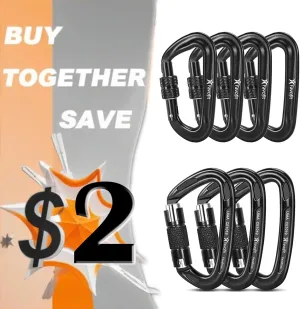 12kn (2697 lbs) and 25kn (5620 lbs) Carabiners Bundle: UIAA Certified 25kn Auto Climbing Caribeaner Clips - Heavy Duty 12kn Hammock Screwgate Caribiniers for Camping and Dog Lesh