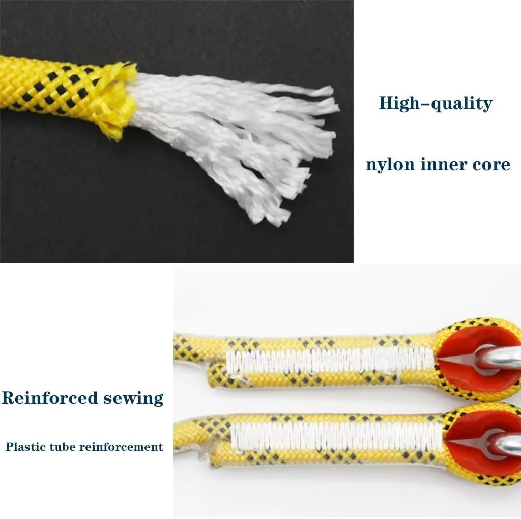 12mm Safety Rope-10~200m Premium Lifeline Rope, Safety Harness Rope Hiking Safety Escape Rope, Rescue Parachute (Color : Yellow, Size : 12mm x 15m)
