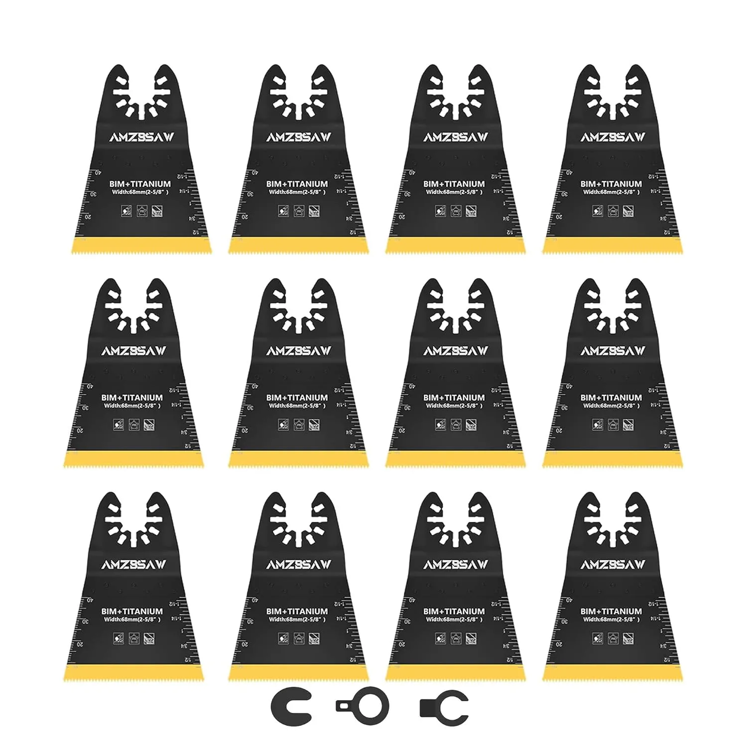 12PCS Titanium Oscillating Multitool Blades Metal Cutting, 68MM Titanium Saw Blades for Metal Nails Hard Material and Wood Plastic, Multi Tool Blades Kits Fit Dewalt Bosch Ryobi