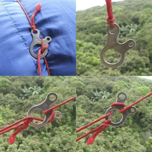 12x Outdoor Camping Awning Tent Rope Guy Line Runner Tensioner Carabiner, Stainless Steel, Silver