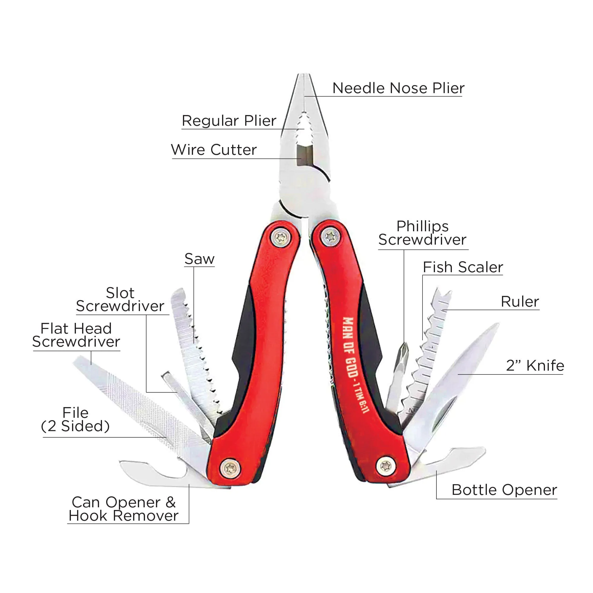 14-in-1 Scripture Multi-Tools - Man of God: 1 Tim. 6:11