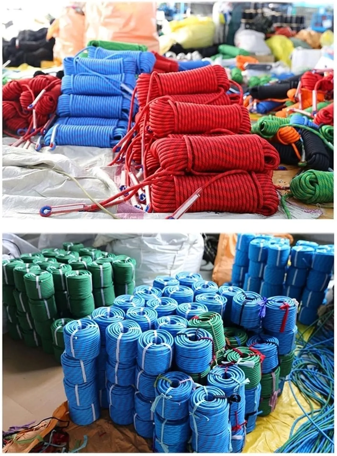 14mm Outdoor Climbing Rope 10M 32ft 15M 49ft 20M 65ft 30M 98ft Static Rock Climbing Rope for Escape Rope Ice Climbing Equipment Fire Safety Rescue Rope with Steel Hooks