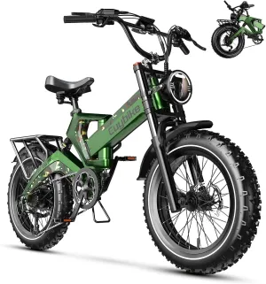1500W Peak Electric Bike for Adults, 48V 25AH Removable Battery, 30 MPH, 80-100Miles Long Range Foldable Electric Bike, 20"x4.0" Fat Tire, Magnesium Alloy All Terrain Ebike, Hydraulic Disc Brake