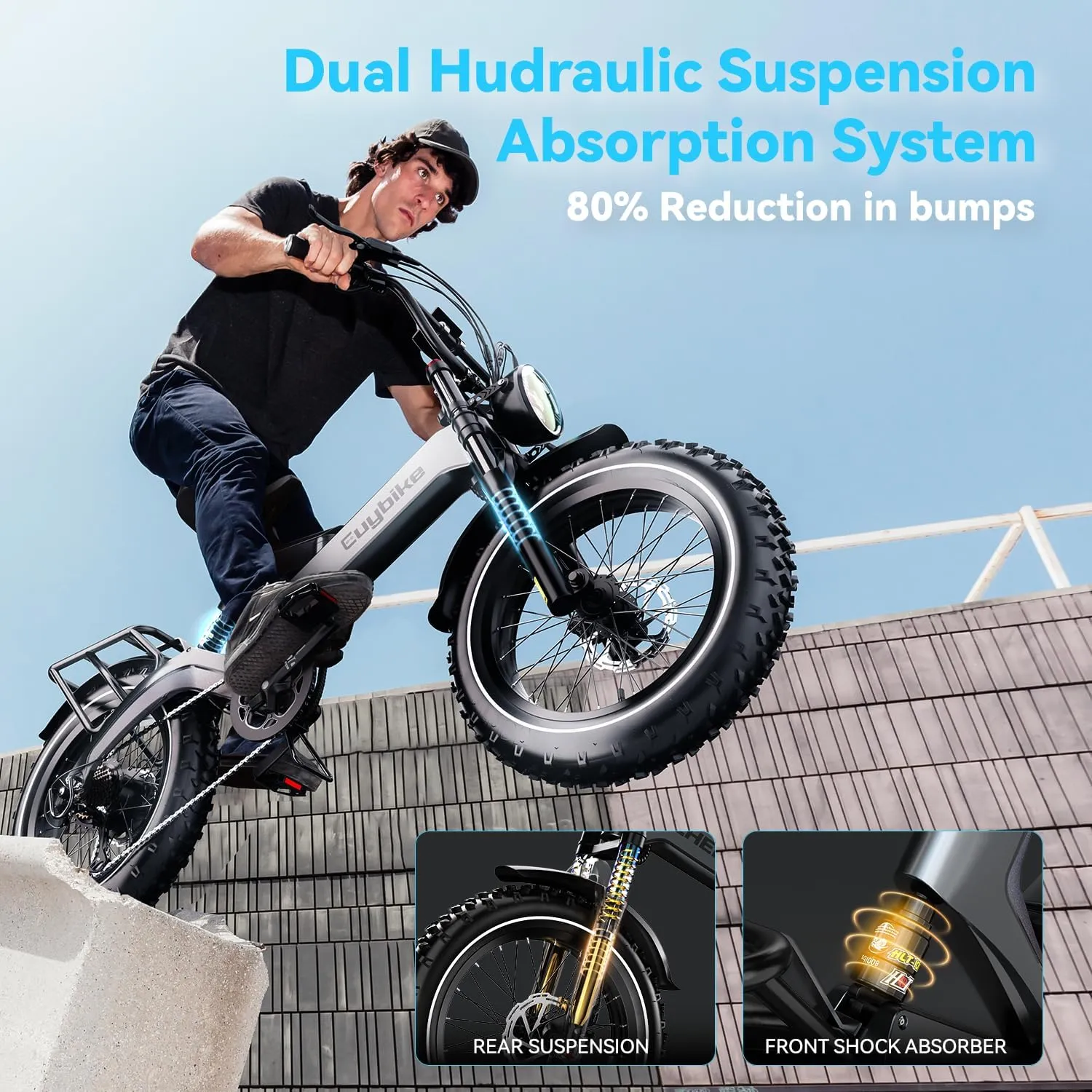 1500W Peak Electric Bike for Adults, 48V 25AH Removable Battery, 30 MPH, 80-100Miles Long Range Foldable Electric Bike, 20"x4.0" Fat Tire, Magnesium Alloy All Terrain Ebike, Hydraulic Disc Brake