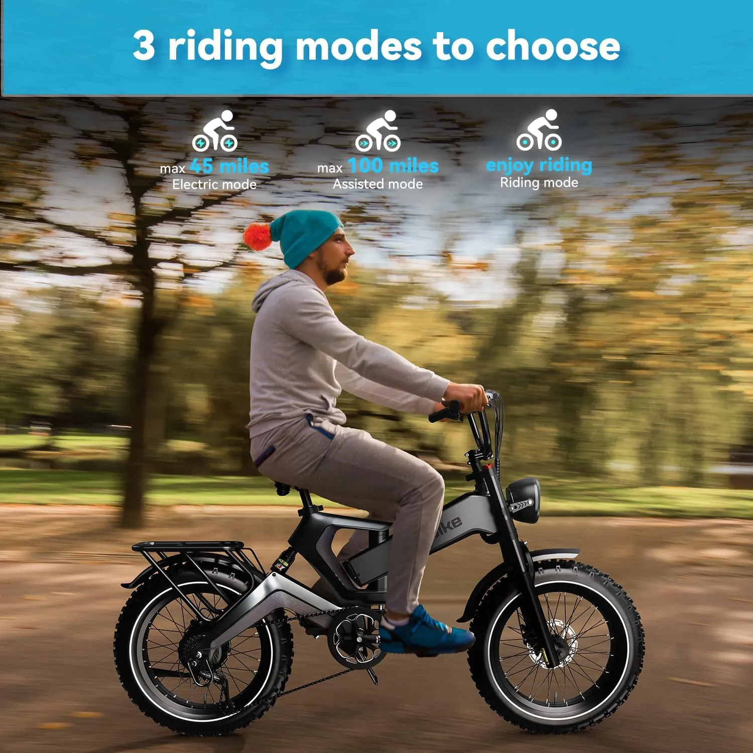 1500W Peak Electric Bike for Adults, 48V 25AH Removable Battery, 30 MPH, 80-100Miles Long Range Foldable Electric Bike, 20"x4.0" Fat Tire, Magnesium Alloy All Terrain Ebike, Hydraulic Disc Brake