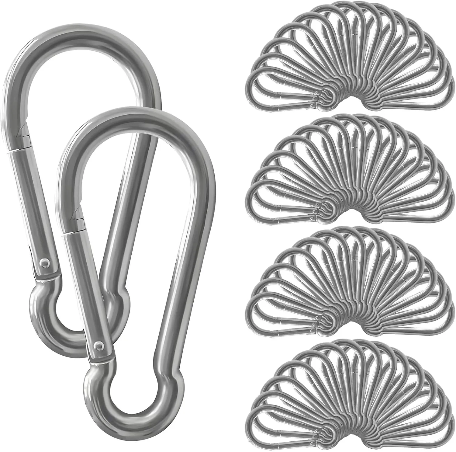150PCS Carabiner Clip, Heavy Duty Carbon Steel Carabiner, Spring Snap Hook Clip for Keychian, Locking Carabiner for Outdoor Camping, Fishing, Dog Leash, Hanging