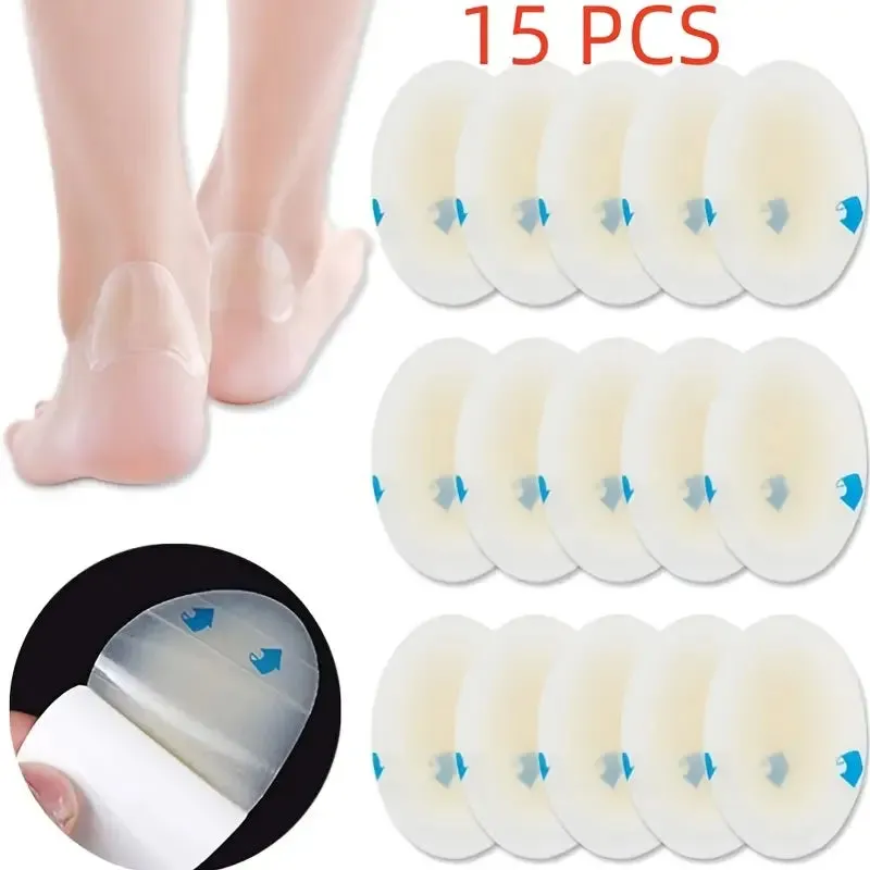 15pcs Ultra-Thin Hydrocolloid Blister Bandages - Waterproof Gel Cushions for Finger, Toe & Heel Relief, Prevention & Recovery