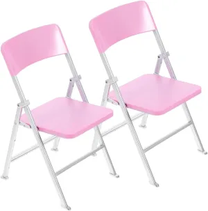 1/6 Scale Foldable Chair, Plastic Foldable Chairs Decoration Miniature Furniture Phone Stand for Dollhouse Decoration, Pink, 2pcs