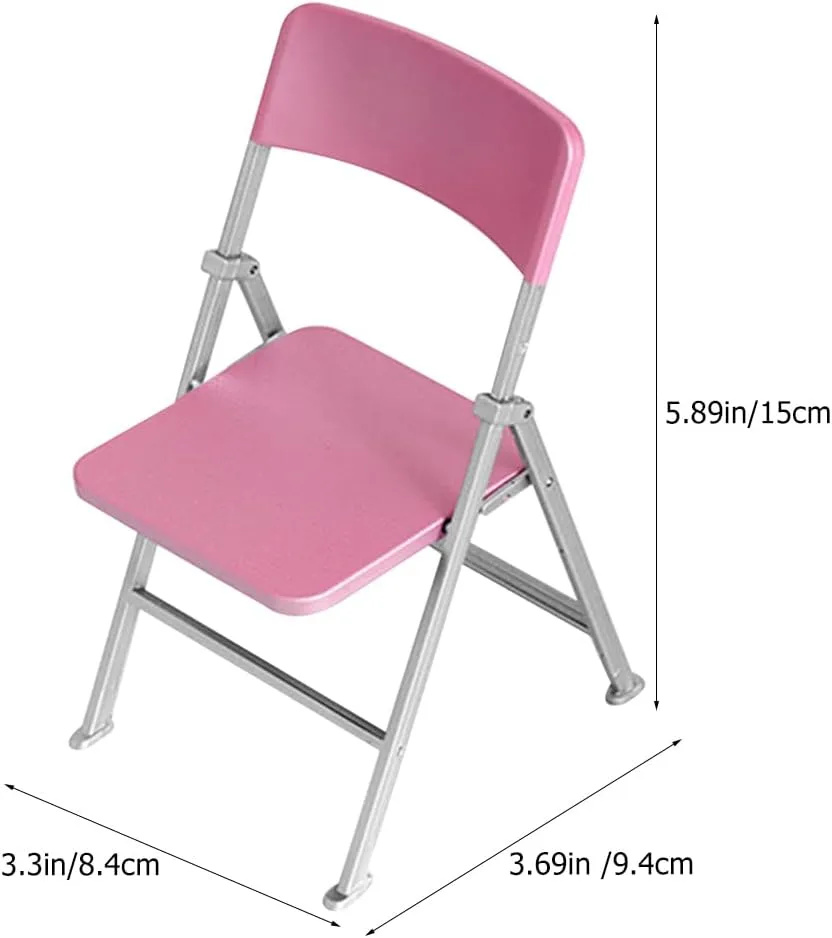 1/6 Scale Foldable Chair, Plastic Foldable Chairs Decoration Miniature Furniture Phone Stand for Dollhouse Decoration, Pink, 2pcs