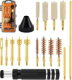 17 Pcs Caliber Cleaning Kit Cleaning Tool Set Reusable Brush Cleaner Tool Kit Compact Portable Brush Cleaning Kit with Cotton Brush Brass Brush for 22/357/40/45 Caliber