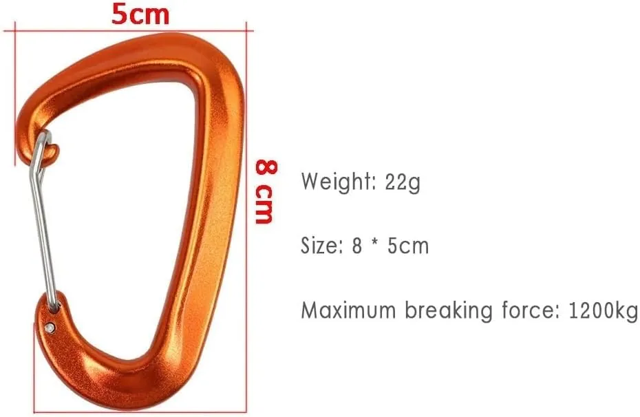 1PC Durable 12KN D Carabiner Key Aluminum Wire Gate Spring Clip Locking Backpack Hammock Camping Hiking Carabiner
