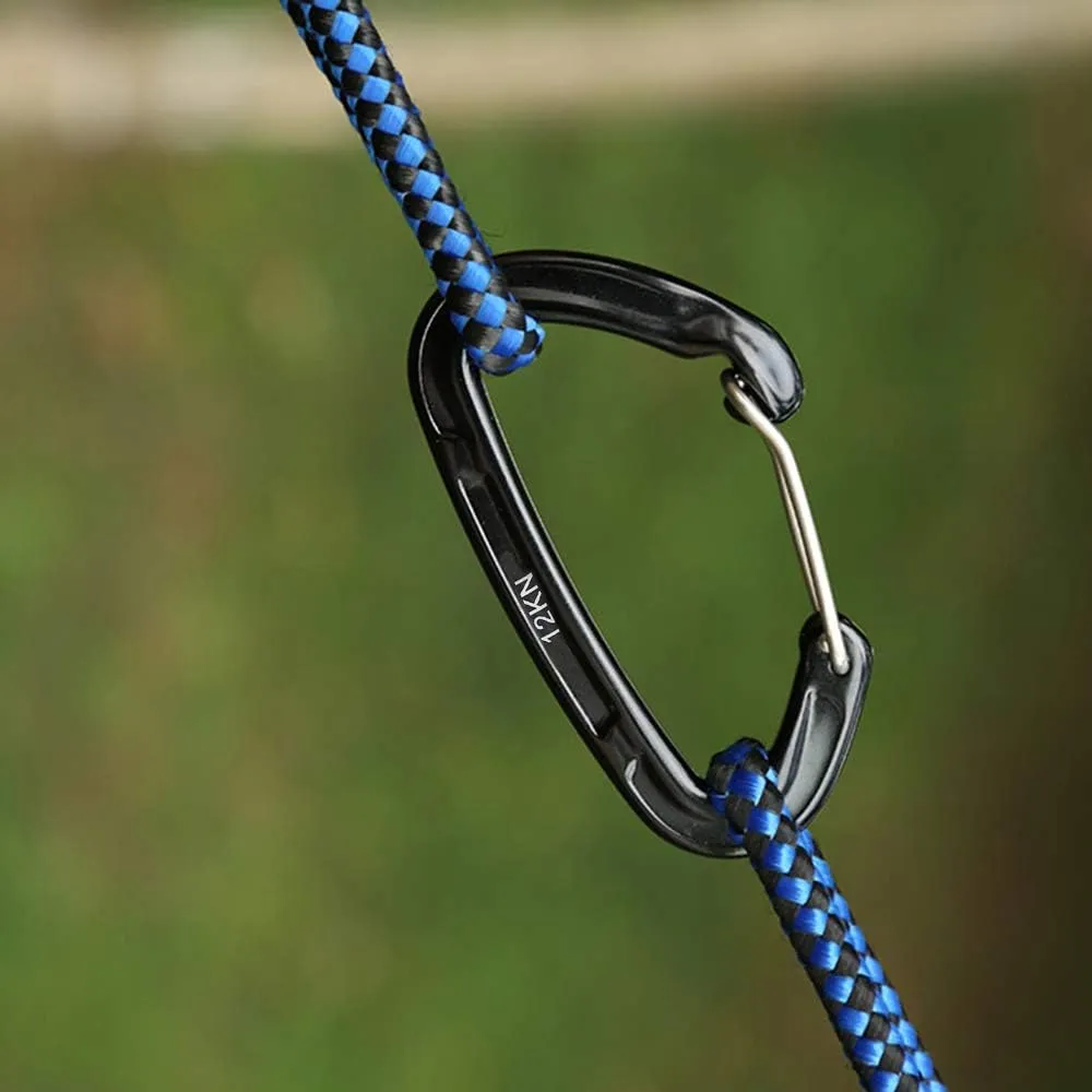 1PC Durable 12KN D Carabiner Key Aluminum Wire Gate Spring Clip Locking Backpack Hammock Camping Hiking Carabiner