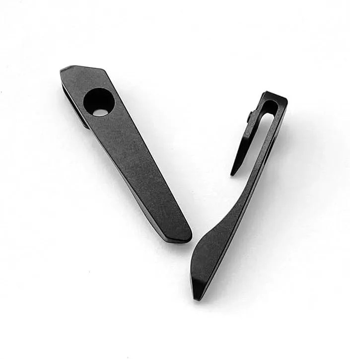 1PC Titanium Pocket Clip Fits for Strider SMF SNG, Custom CNC Deep Carry Back Clip with 1PC Screw(Black)