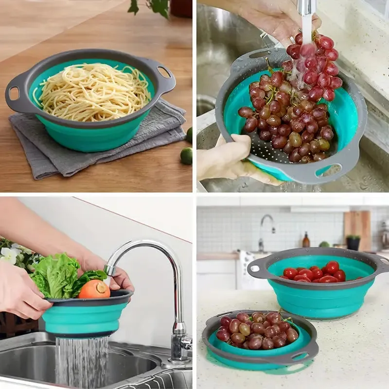 1pcs Collapsible Colander  Round,Silicone Kitchen Sink Strainer