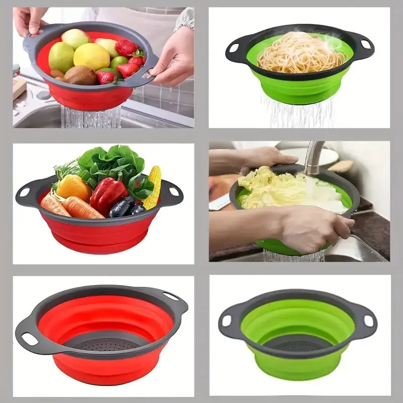 1pcs Collapsible Colander  Round,Silicone Kitchen Sink Strainer
