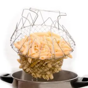 1pcs Foldable Steam Rinse Strain Fry French Chef Basket Magic Basket Mesh Basket Strainer Net Kitchen Cooking Tool