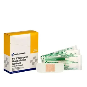 1"x3" Waterproof Plastic Adhesive Bandages, 50/Box