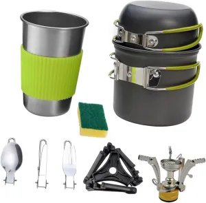 1set Aluminium Alloy Camping Cookware Portable Outdoor Cooking Utensils for People Non- Lightweight and for Hiking and Picnics