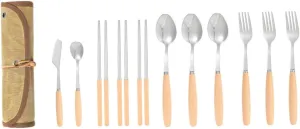1Set Portable Stainless Steel Camping Utensil Kit Travel Cutlery Set for Outdoor Dining Durable Easy to Clean Lightweight for Camping Hiking and Home Use
