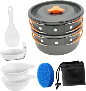 1set Travel Cooking People Lightweight Anodized Cookware Compact Outdoor Cookware Essentials for Camping and Hiking Practical and Safe Use