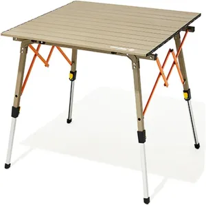 2-6 Person Stretchable Camping Table, Roll-Up Lightweight Picnic Table with Aluminum Tabletop & Carrying Bag, Portable Outdoor Folding Table for Hiking, Backpacking & Fishing (White)(Brown)