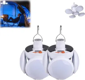 2 in 1 Folding Solar Lamp with Remote Control,Portable Football Camping Lights,Foldable LED Lantern with Hook,5-Gear Adjustament Outdoor Solar Power and USB Charging Battery Tent Light Bulb