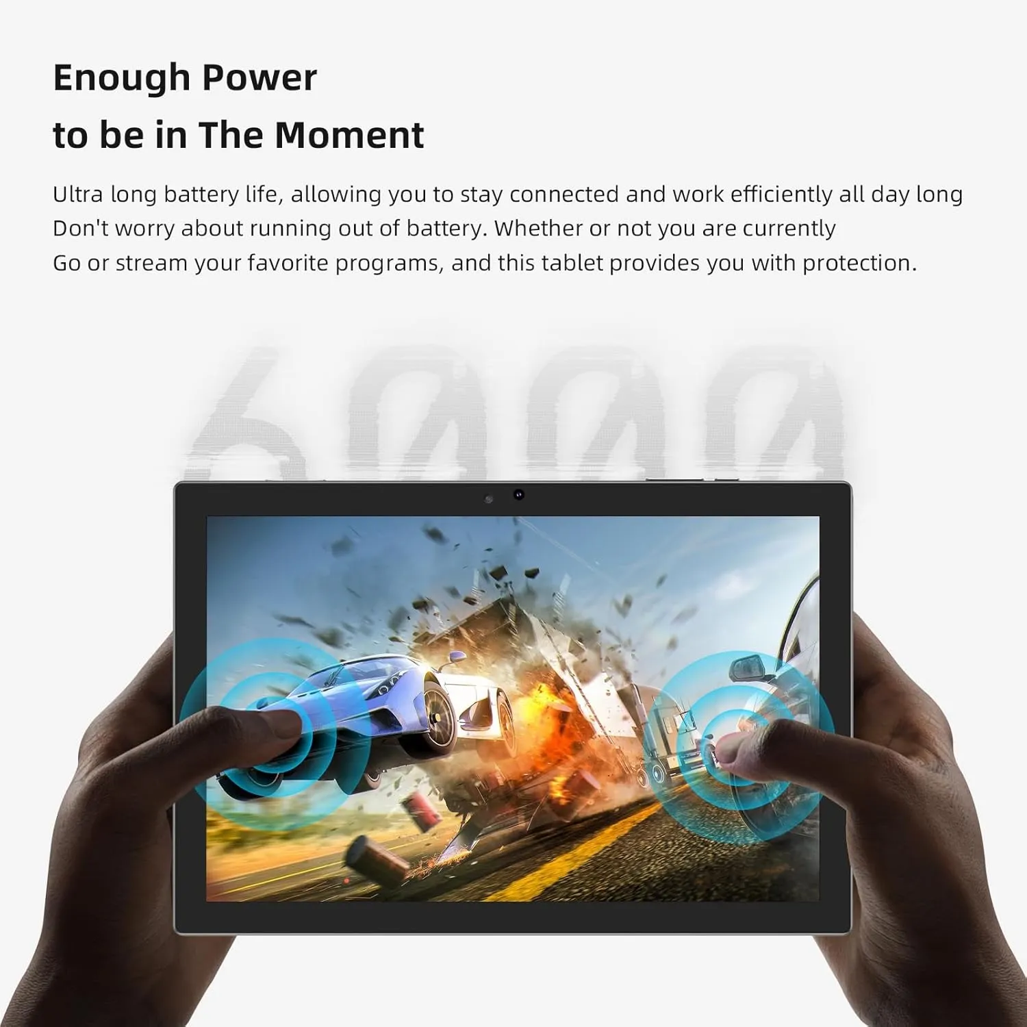 2 in 1 Tablet 10 Inch Android 14 OS Tableta, Tablets with Keyboard, Mouse, Case, Stylus, 64GB ROM 8GB RAM, 2MP 8MP Dual Camera, Quad Core Processor, 6000mAh Battery, 10.1 in FHD Tab Blue