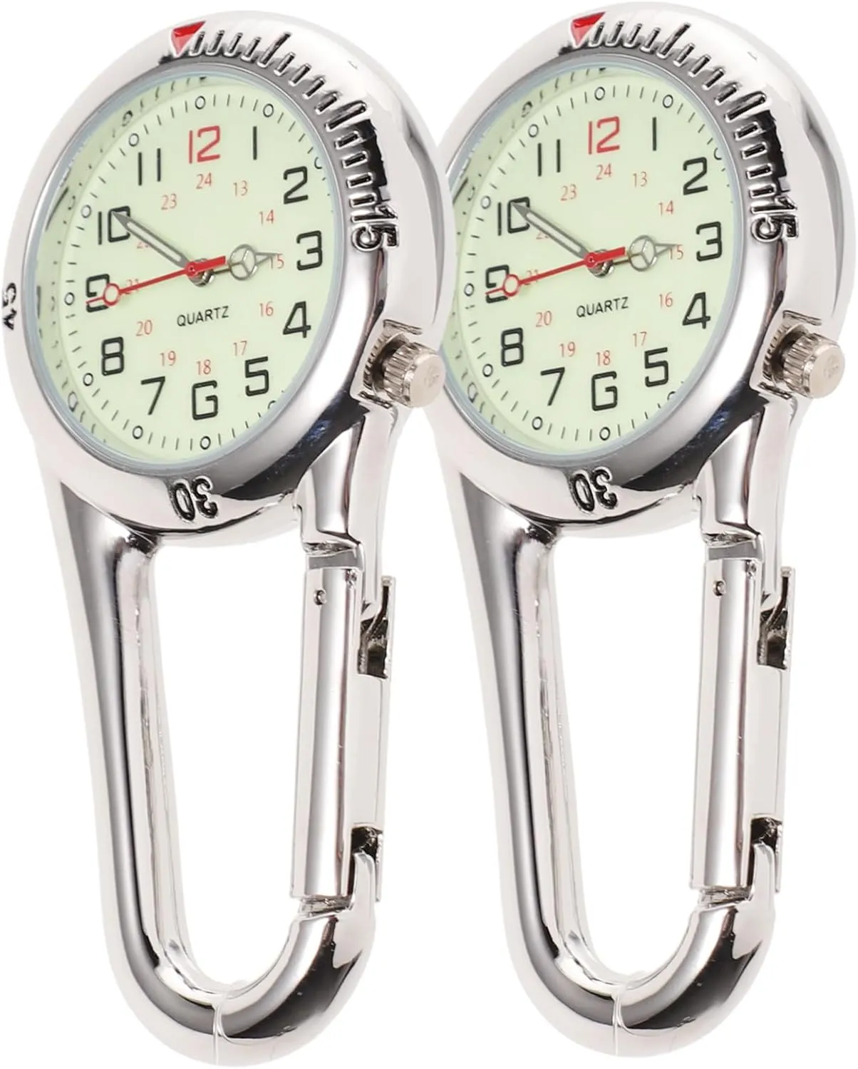 2 Pack Carabiner Watch Fluorescent Dial Buckle for Backpack for Exercise Trekking