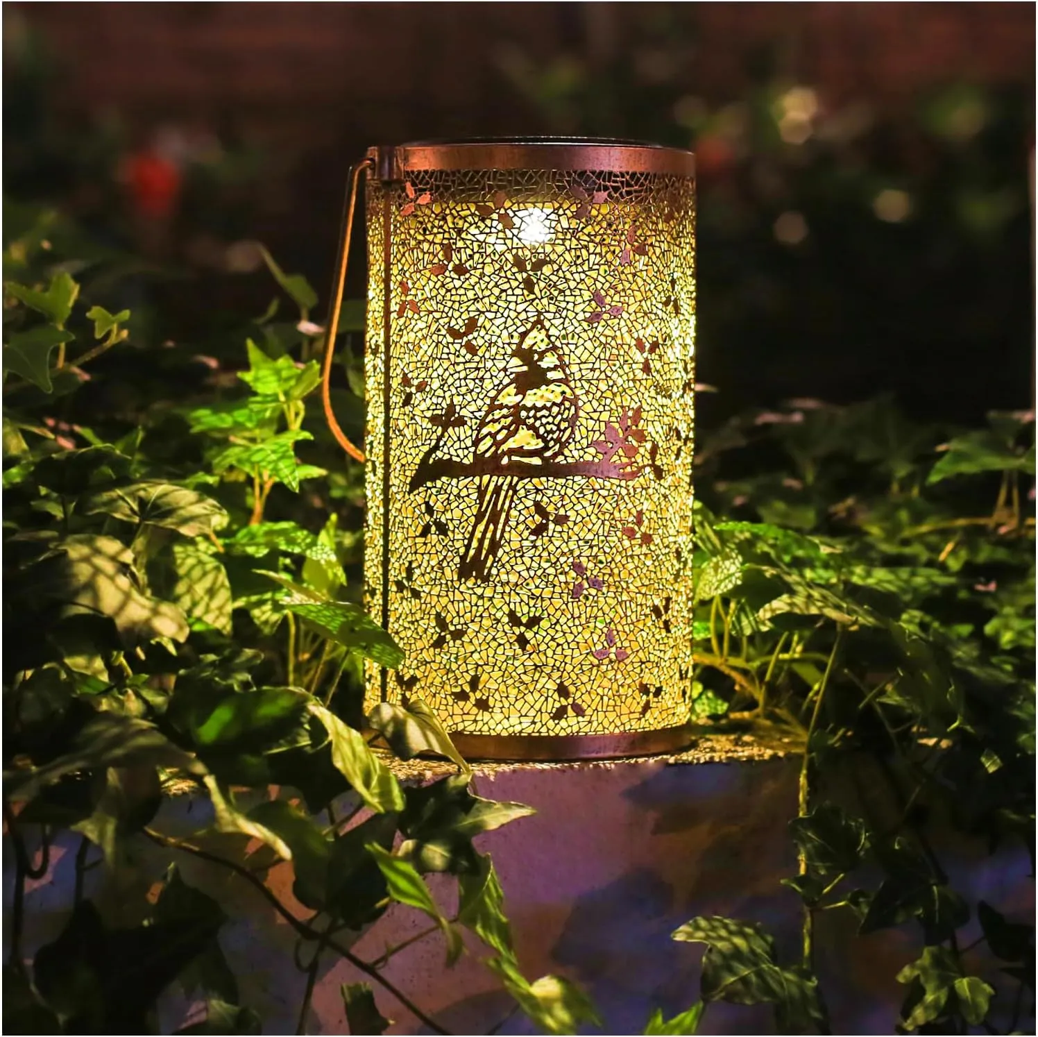 2 Pack Cardinal Outdoor Solar Hanging Lanterns Waterproof LED Solar Lights Metal Decorative Lanterns for Garden, Patio, Courtyard, Backyard, Yard Decor Unique Cardinal Gifts for Women Gardening