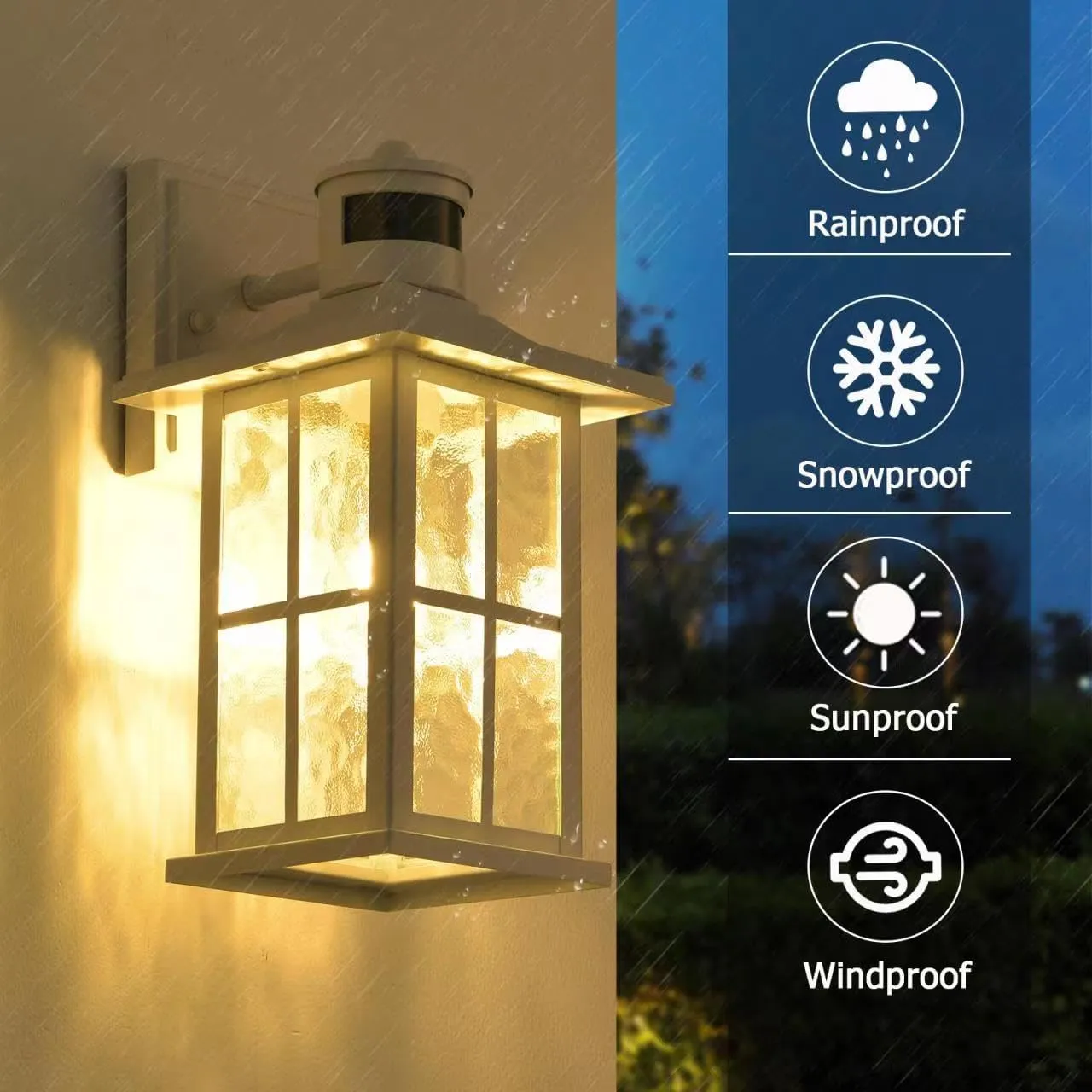2 Pack Motion Sensor Porch Lights Dusk to Dawn Outdoor Wall Lantern White Exterior Sconce Lighting Fixtures Waterproof Outside Garage Lamp Wall Mount for House Patio Front Door