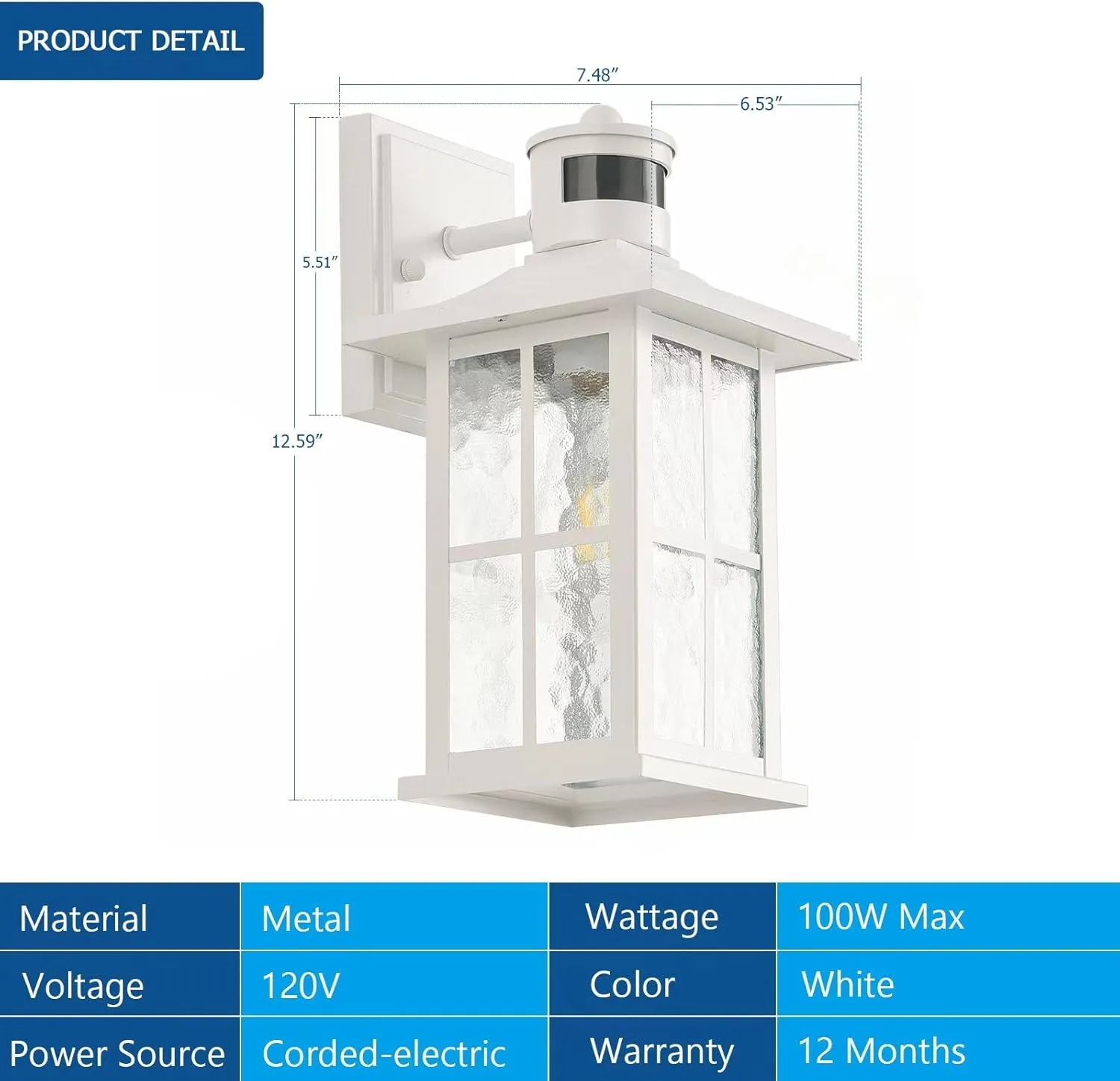 2 Pack Motion Sensor Porch Lights Dusk to Dawn Outdoor Wall Lantern White Exterior Sconce Lighting Fixtures Waterproof Outside Garage Lamp Wall Mount for House Patio Front Door