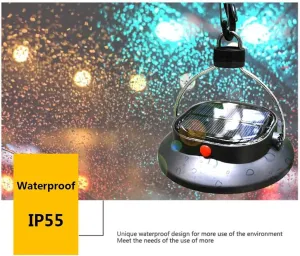 2 Pack Portable/Hanging Solar LED Camping Lantern, 3 Lighting Levels 200lm Daylight White 6500K Waterproof Solar Powered Hurricane Emergency Camping Lamp for Outdoor Hiking Fishing
