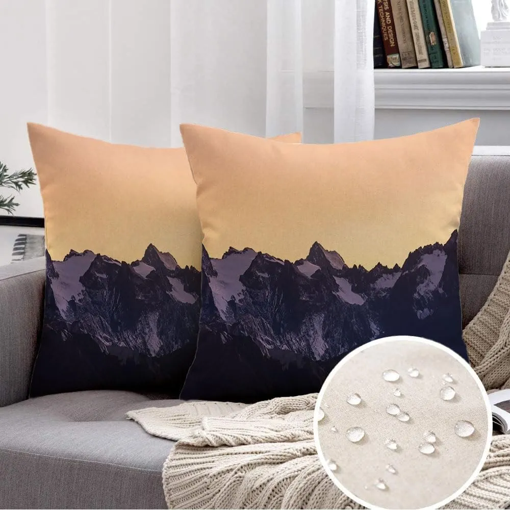 2 Packs Waterproof Linen Throw Pillow Cover, 12 x 20 Inch Extreme High Altitude Alpine Sunrise Landscape Red Sky No Dawn Dark First Nature Panoramic Beauty Cushion Case Decoration for Sofa Couch