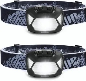 2 x 1300lux XPG LED Headlamp, C500 Batteries, 6 Lighting Modes, IPX4 Waterproof Head Torch for Fishing, Camping, Hiking