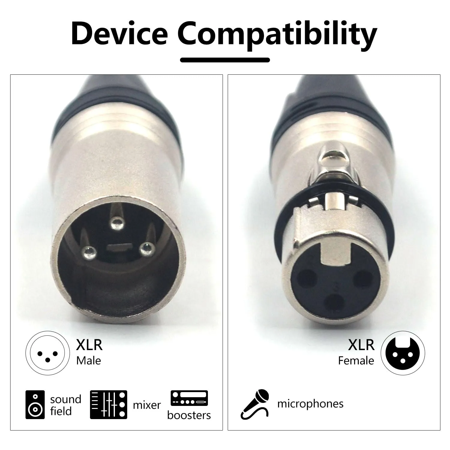 (20 Pack) 3-Pin XLR Cable Connector 10 Male & 10 Female Solder Type Mic Audio Socket Microphone Line Plug Connector, Black Housing Silver Contacts