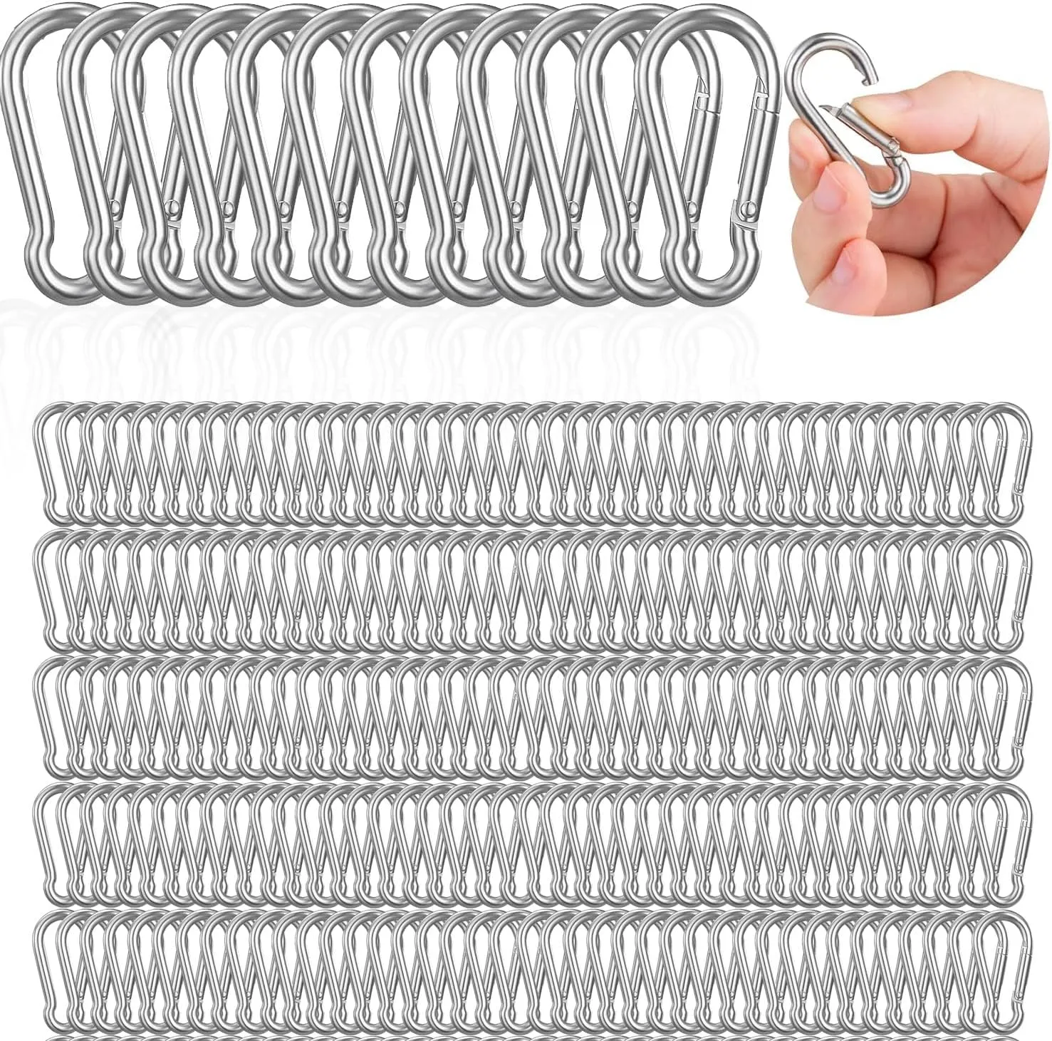 200 Pcs Waterproof Spring Snap Hooks-304 Stainless Steel Clip Spring-Snap Hook-M4 1.57'' Heavy Duty Metal Clips Rope Connector Small Snap Clamp Key Chain Link Buckle for Hammock Swing Camping Hiking